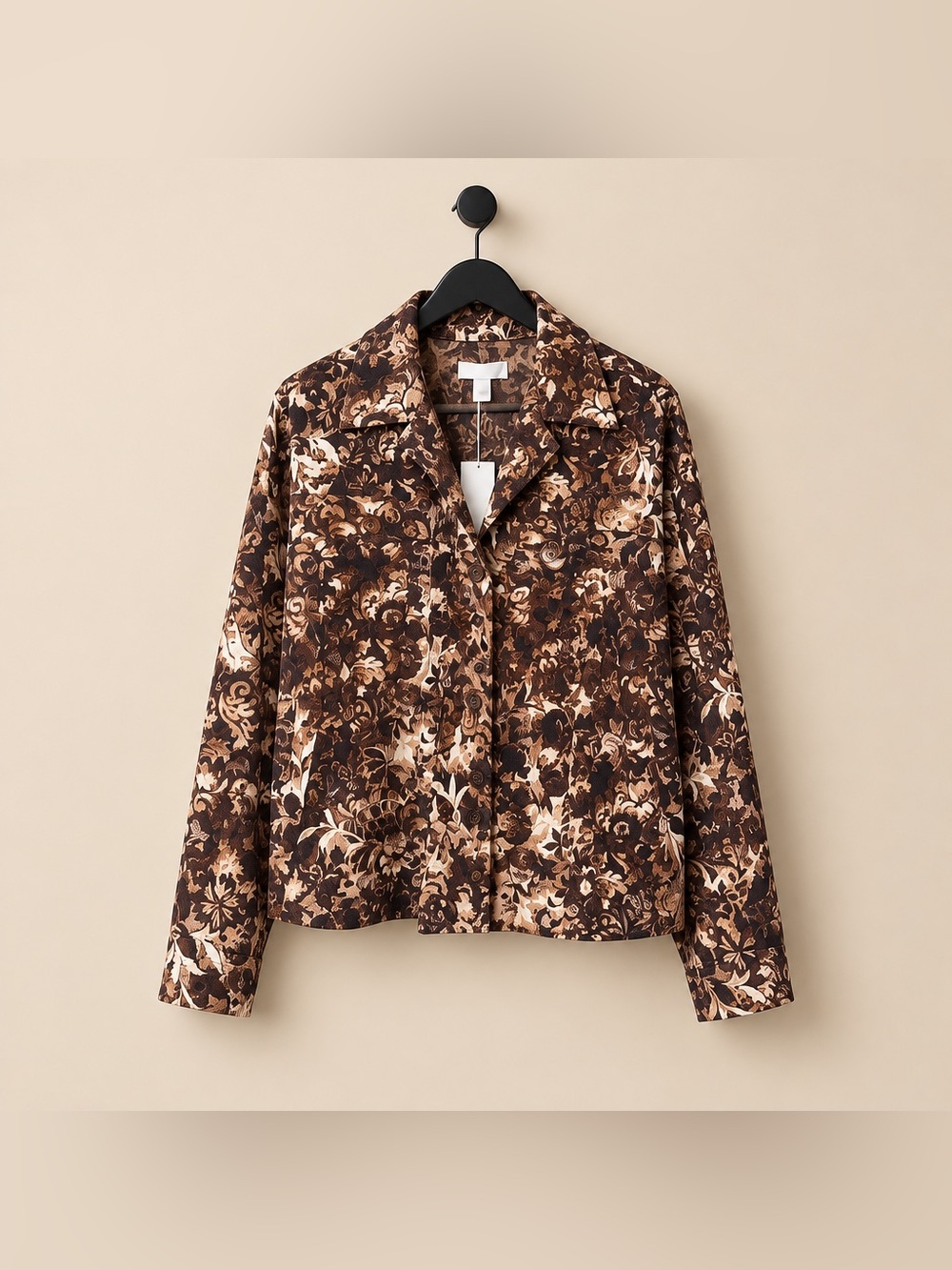 CJ Banks 1x Button Down Print Polyester Spandex Shirt